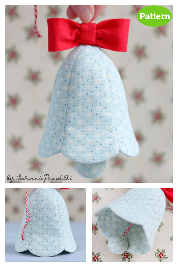 Fabric Christmas Bell Ornament Sewing Pattern 