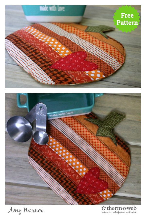 Fusible Fleece Fall Pumpkin Potholder Free Sewing Pattern