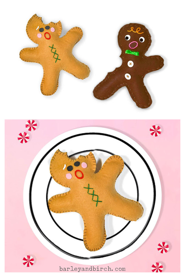 Gingerbread Plush Toy Free Sewing Pattern