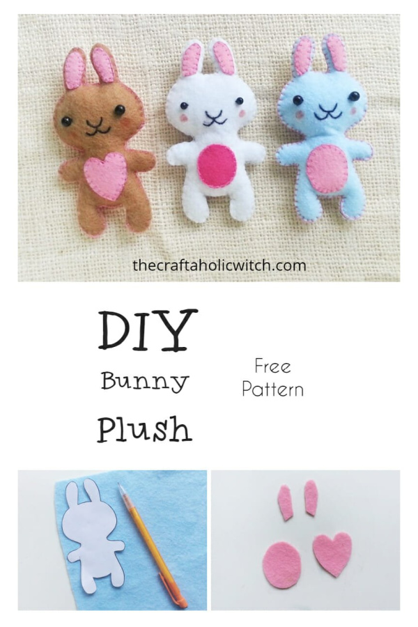 Felt Bunny Plush Free Sewing Pattern 