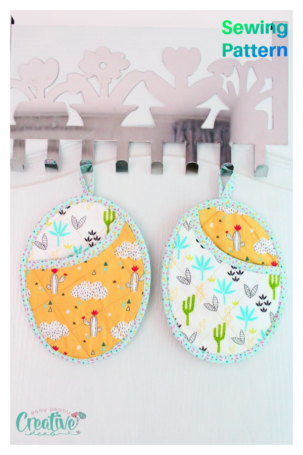 Oval Pocket Pot Holders Sewing Pattern 