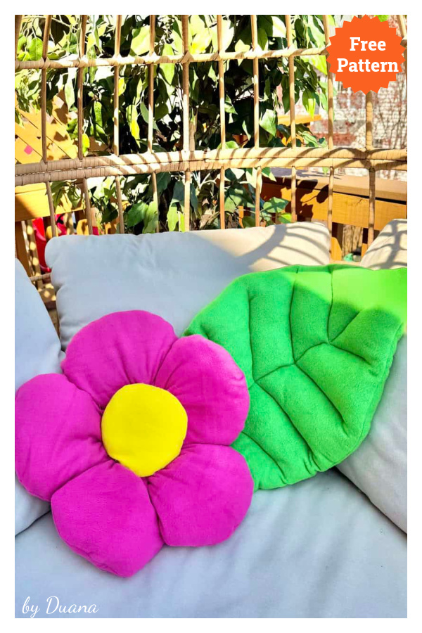 Flower and Leaf Cushion Pillows Free Sewing Pattern