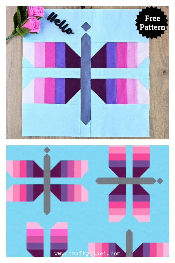 Dragonfly Quilt Block Free Sewing Pattern