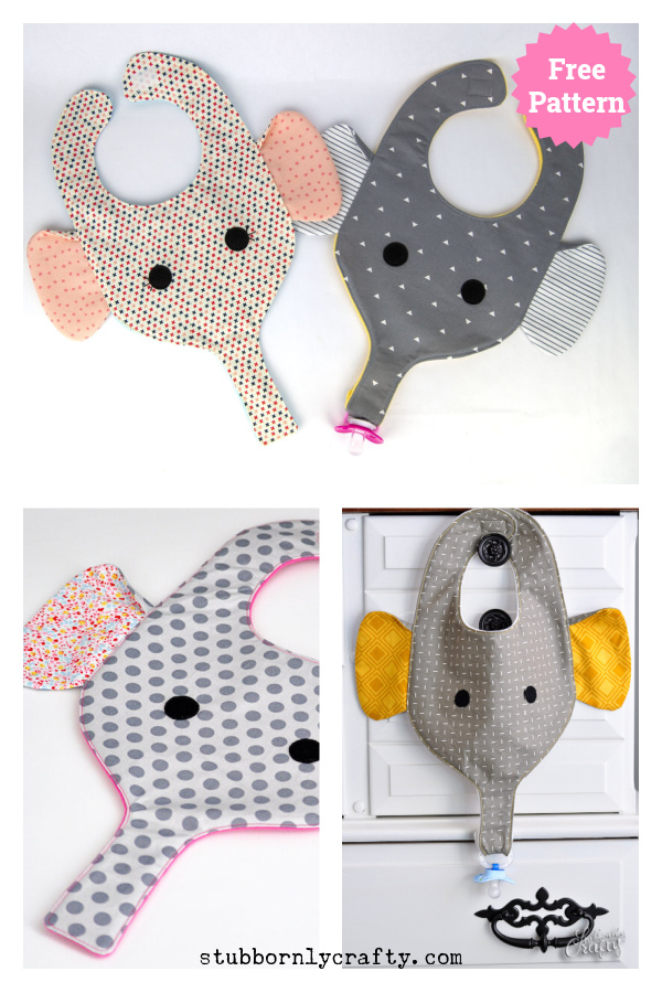 Elephant Bib Binkie Holder Free Sewing Pattern