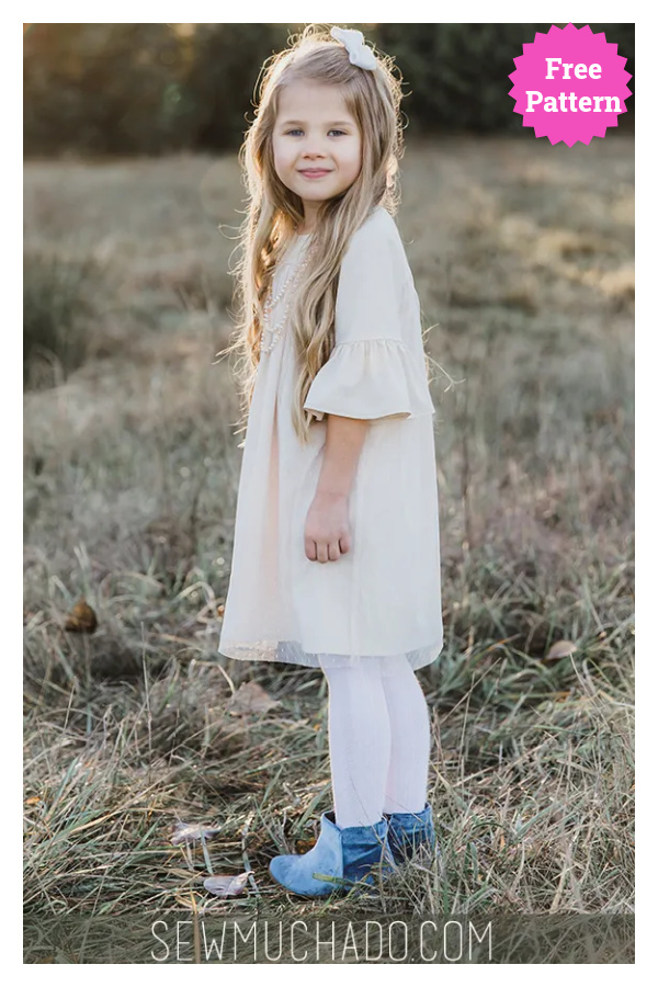 Girl’s Ruffle Sleeve Dress Free Sewing Pattern