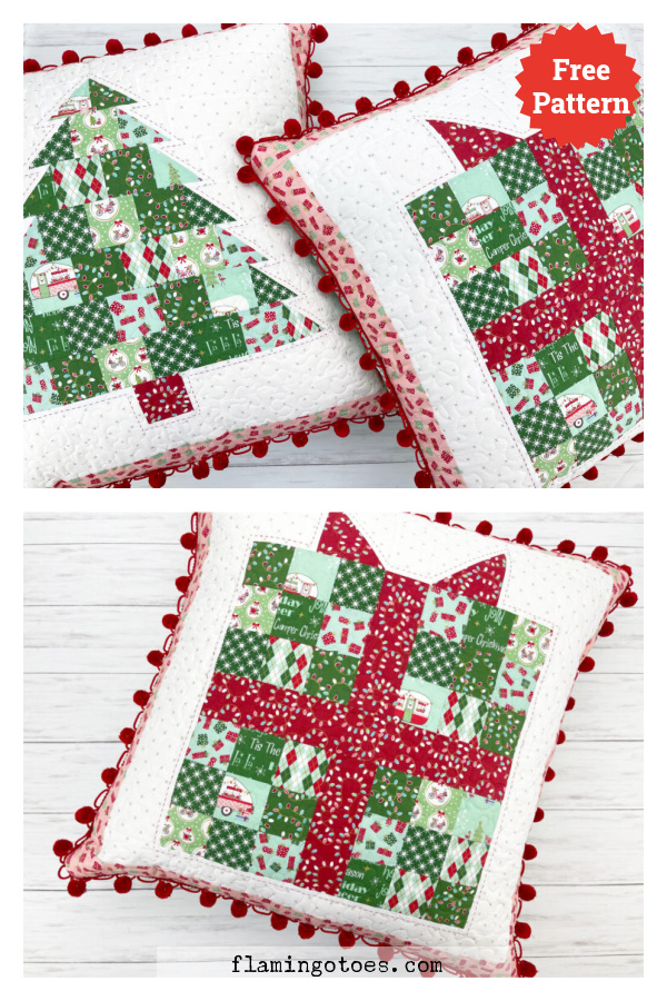 Patchwork Christmas Pillows Free Sewing Pattern