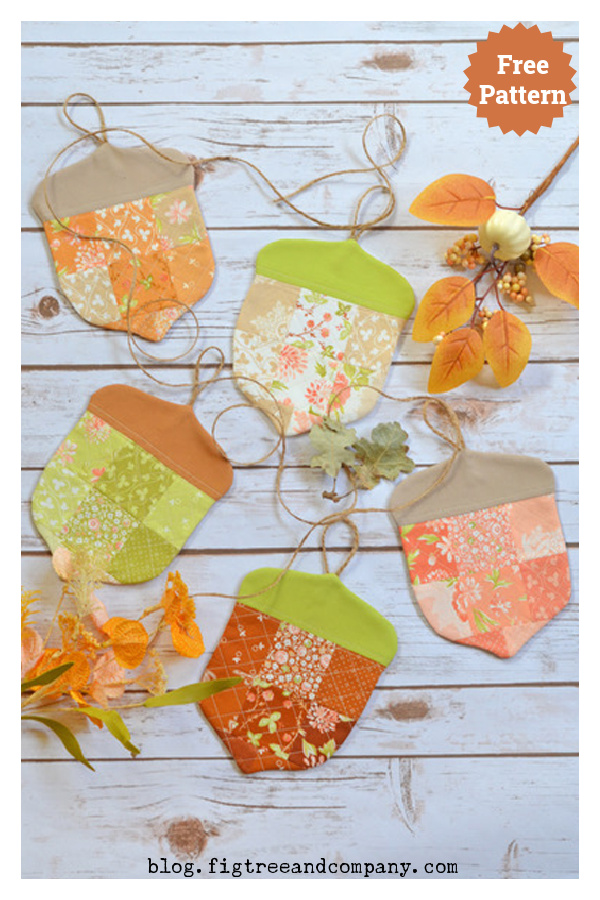 Acorn Garland and Coasters Free Sewing Pattern