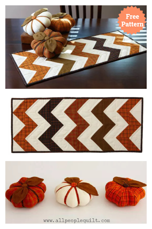 Fall Table Runner and Pumpkins