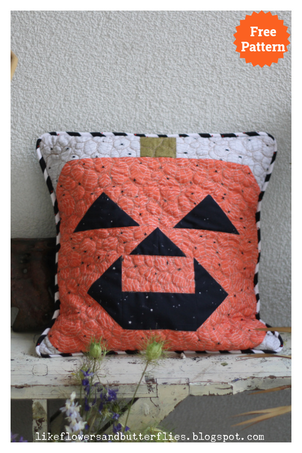 Pumpkin Quilt Block Pillow Free Sewing Pattern