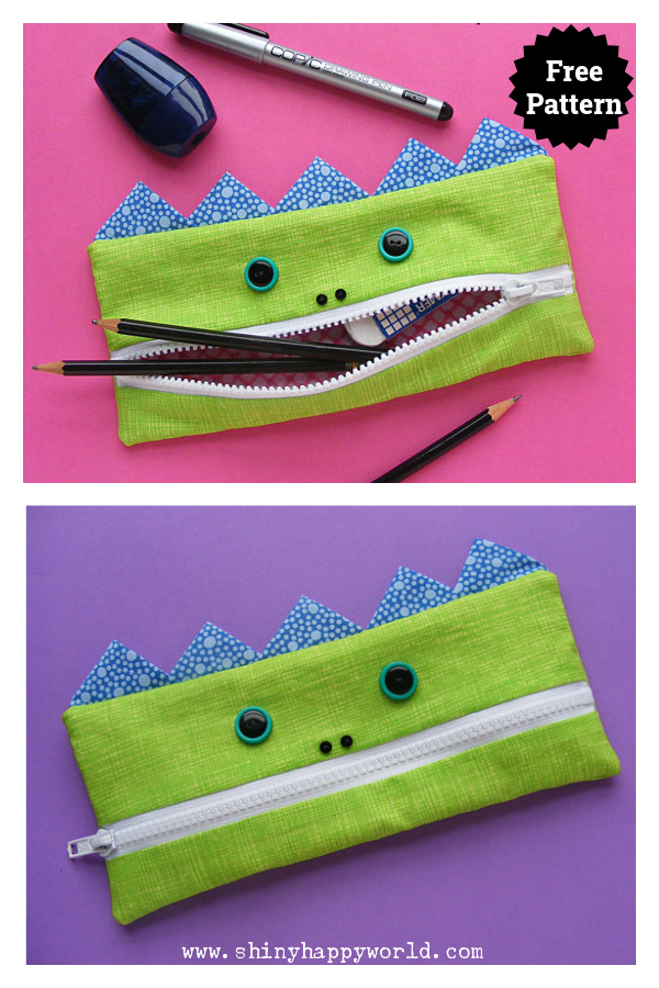 Monster Pencil Pouch Free Sewing Pattern