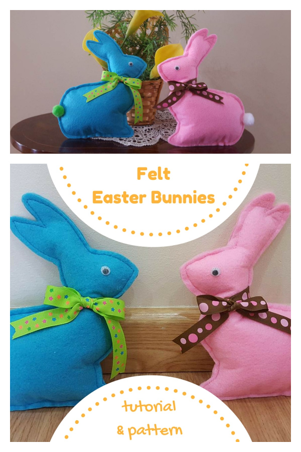 Felt Easter Bunnies Free Sewing Pattern and Template