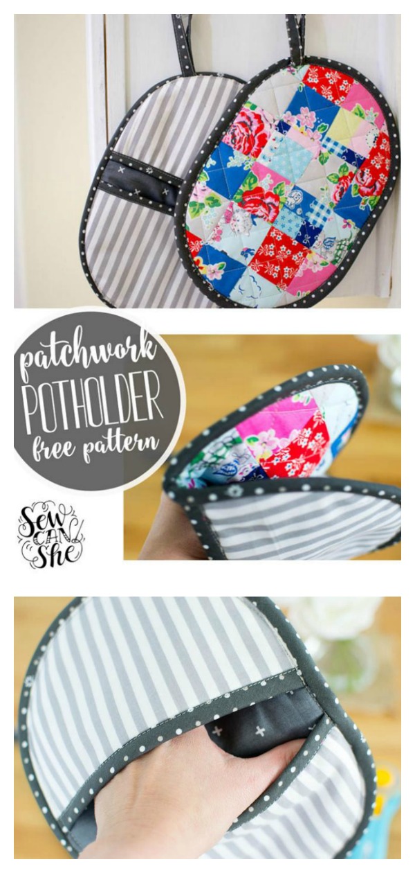 Patchwork Potholder with Pockets Free Sewing Pattern