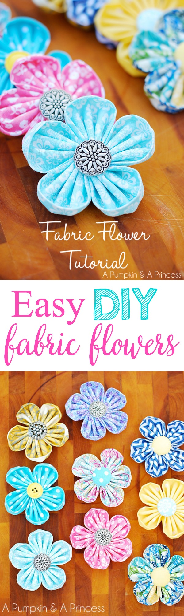 Fabric Kanzashi Flower Free Sewing Pattern 