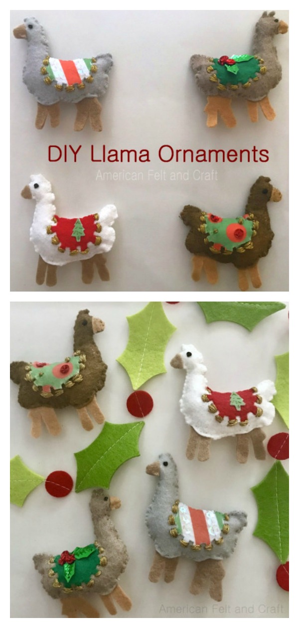 Felt Llama Keychain or Ornaments Free Sewing Pattern with Template