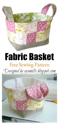 Patchwork Fabric Basket Free Sewing Pattern