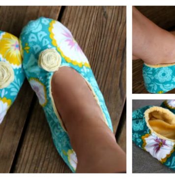 Fabric Slippers With Flower Free Sewing Pattern