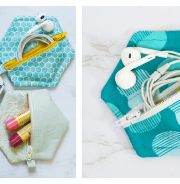 Easy Hexagon Zipper Pouch Free Sewing Pattern