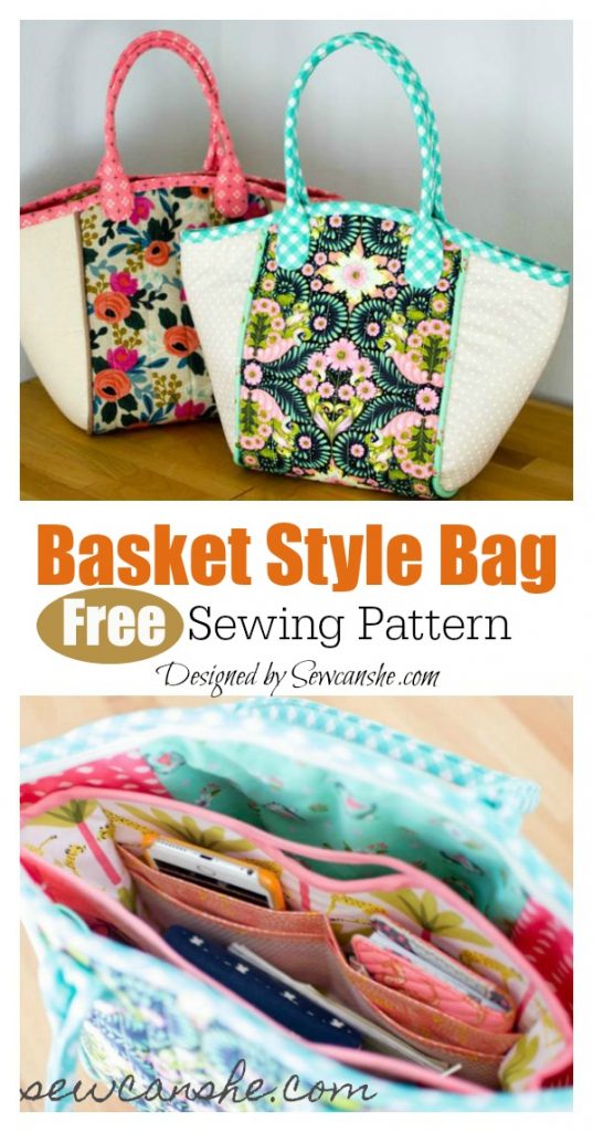 Fabric Basket Style Tote Bag Free Sewing Pattern