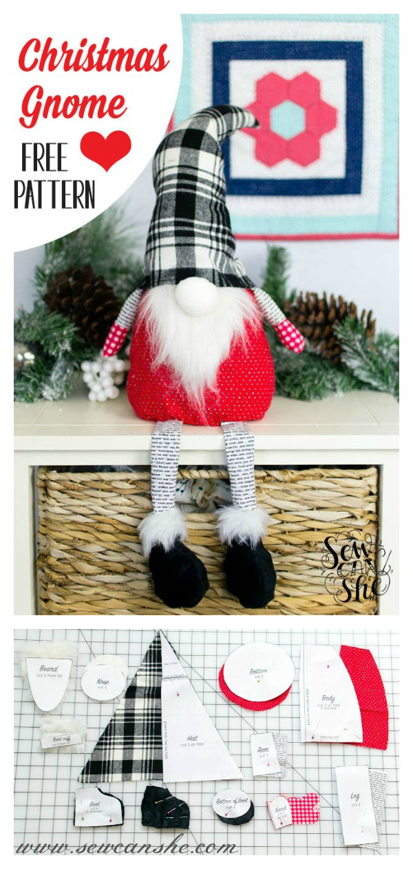 Christmas Gnome Softie Free Sewing Pattern 