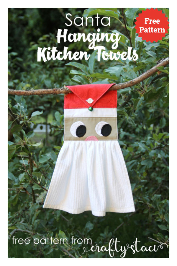 Christmas Santa Hanging Kitchen Towels Free Sewing Pattern 