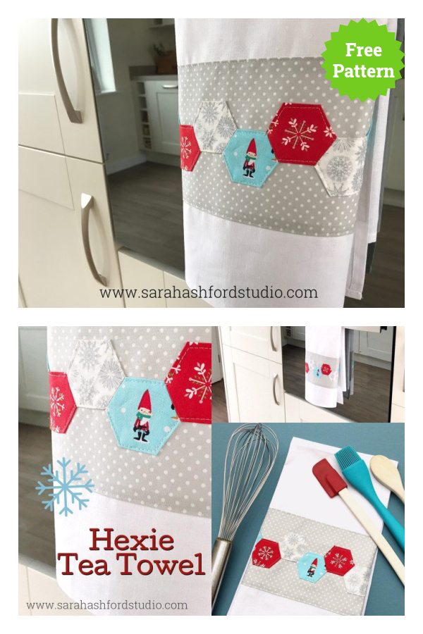 Hexie Christmas Tea Towel Free Sewing Pattern