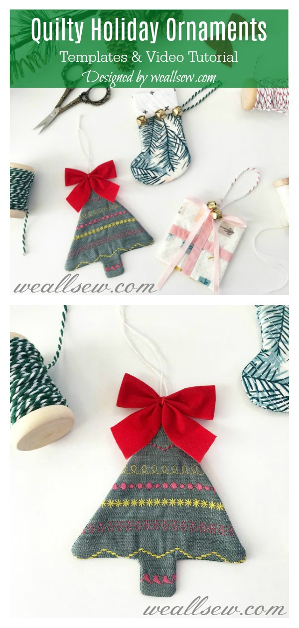 Quilty Holiday Christmas Ornaments Free Sewing Pattern and Video Tutorial