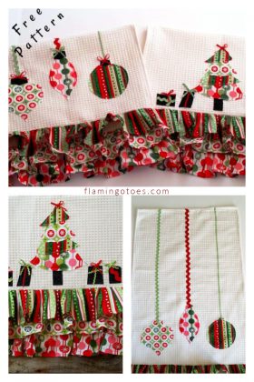 6 Christmas Dish Towels Free Sewing Pattern