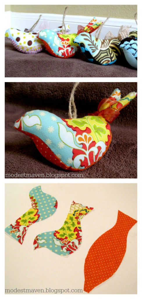 Christmas Bird Ornament Free Sewing Pattern