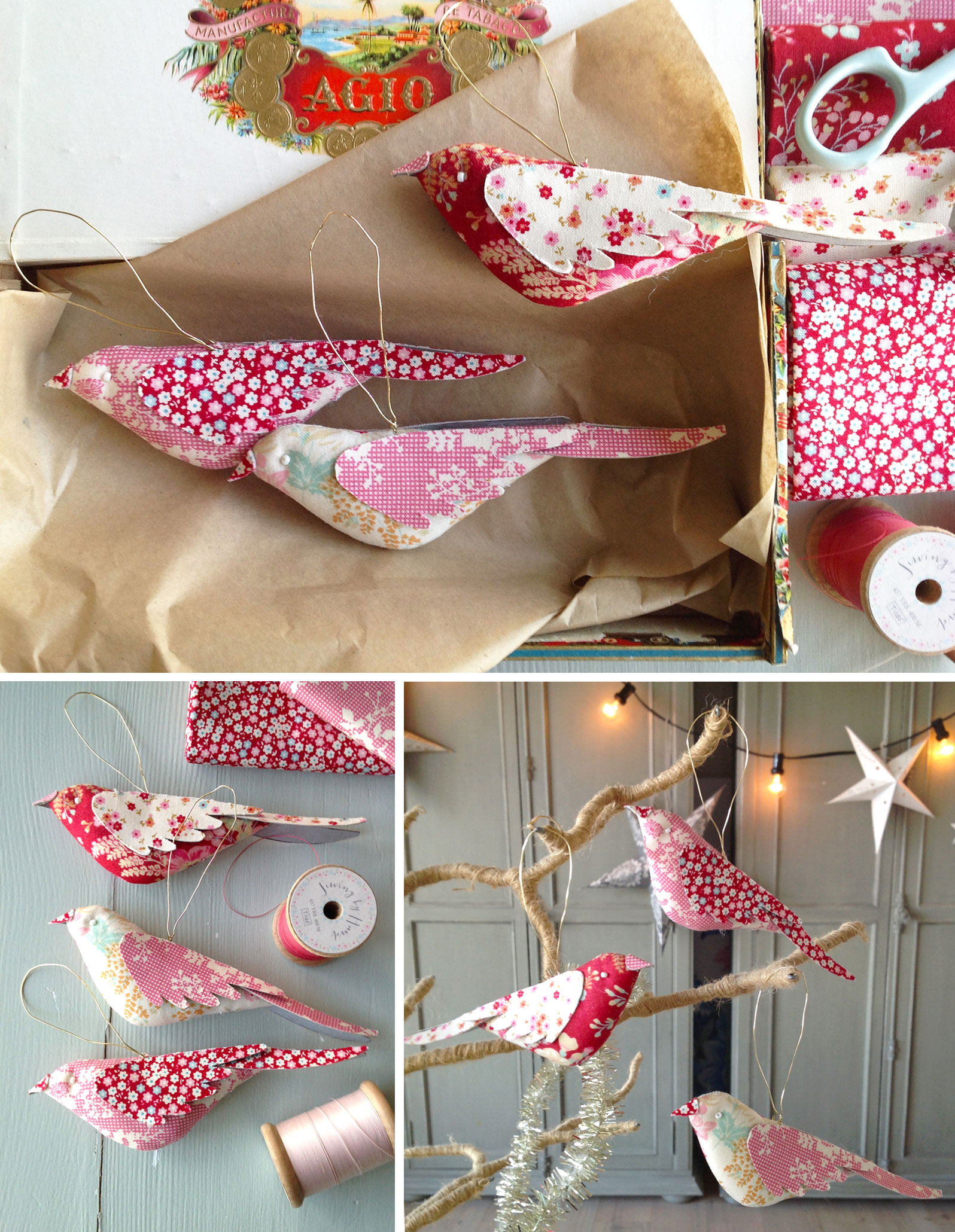 Christmas Bird Ornament Free Sewing Pattern