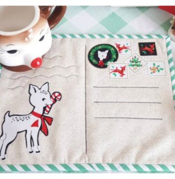 Christmas Postcard Mug Rugs Free Sewing Pattern