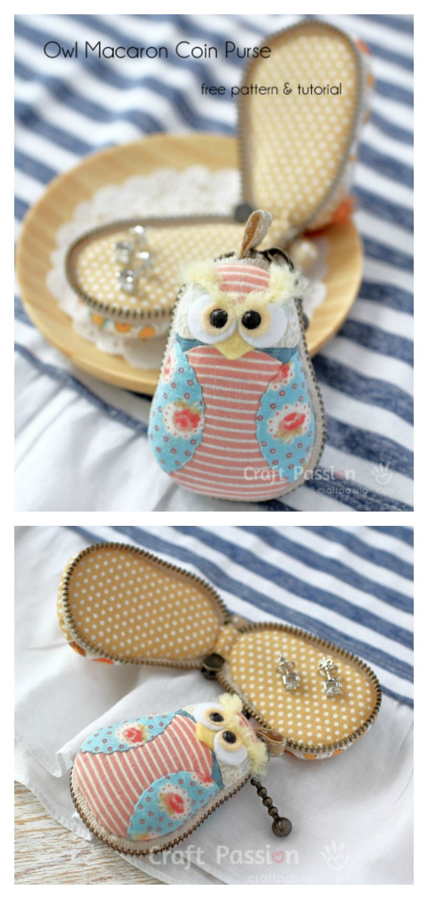 Owl Macaron Coin Purse Free Sewing Pattern