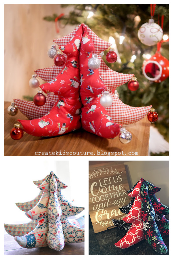 Stuffed Fabric Christmas Tree Free Sewing Pattern