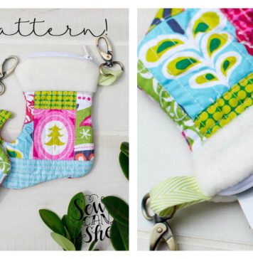 Christmas Stocking Zipper Pouch Free Sewing Pattern