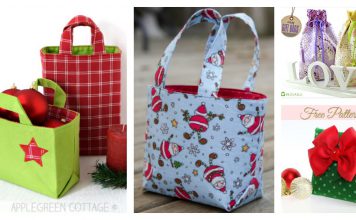 Reusable Fabric Gift Bag Free Sewing Pattern and Paid