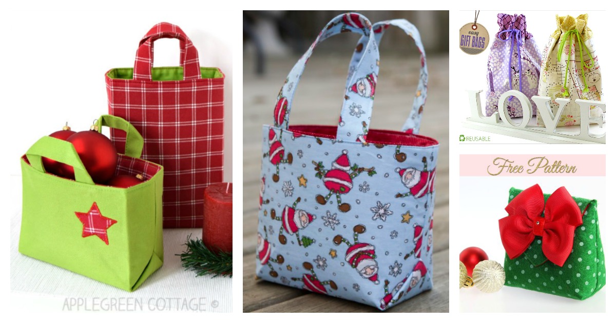 Reusable Fabric Gift Bag Free Sewing Pattern