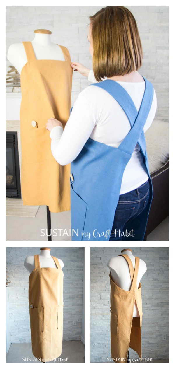 Simple Cross Back Apron Free Sewing Pattern