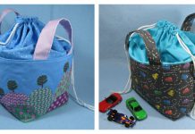 Fabric Basket with Drawstring Top Free Sewing Pattern