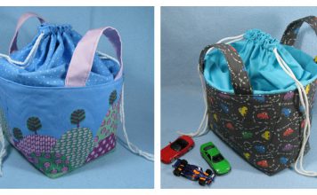 Fabric Basket with Drawstring Top Free Sewing Pattern