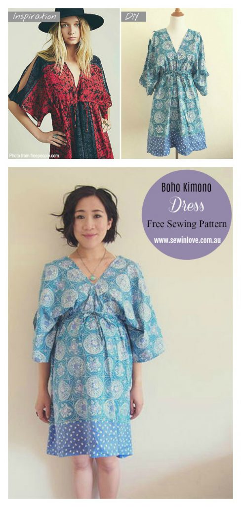Boho Kimono Dress Free Sewing Pattern
