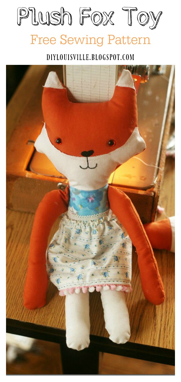 Plush Fox Toy Free Sewing Pattern