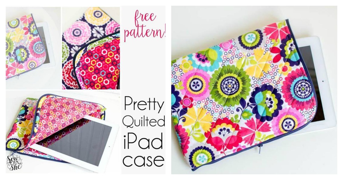 Pretty Quilted iPad Case Free Sewing Pattern