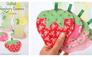 Quilted Strawberry Coaster Free Sewing Pattern