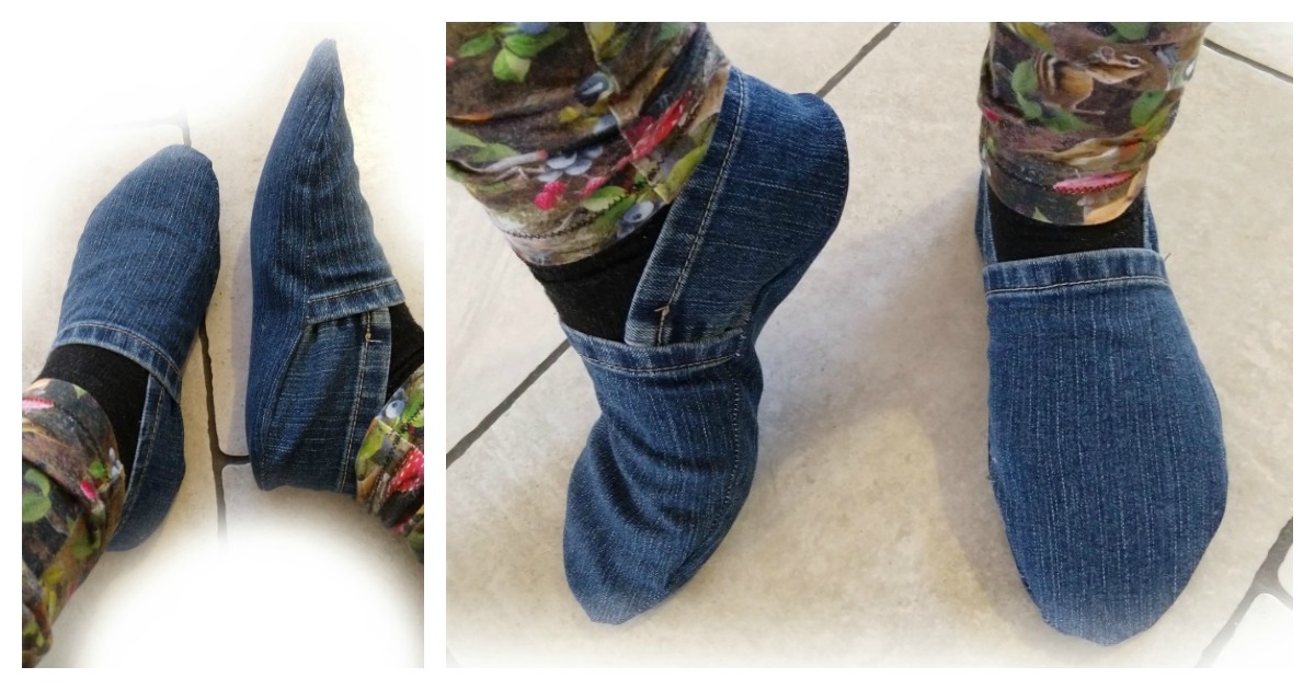 Upcycle Jeans into Slippers Free Sewing Pattern