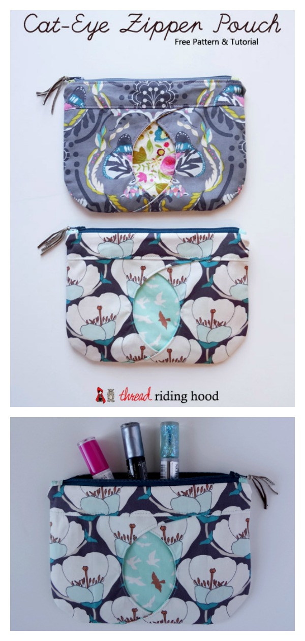 Cat-Eye Zippered Pouch Free Sewing Pattern