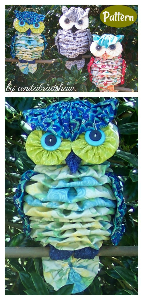 Fabric Yo-Yo Owl Sewing Pattern