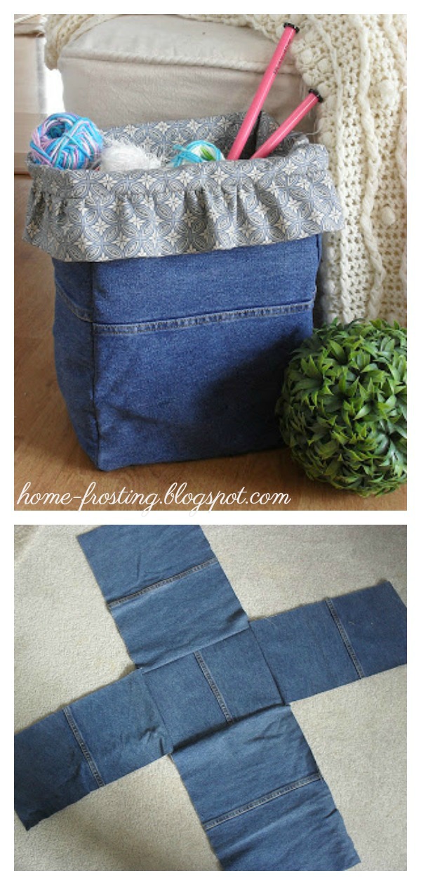  Recycled Denim Project Basket Free Sewing Pattern