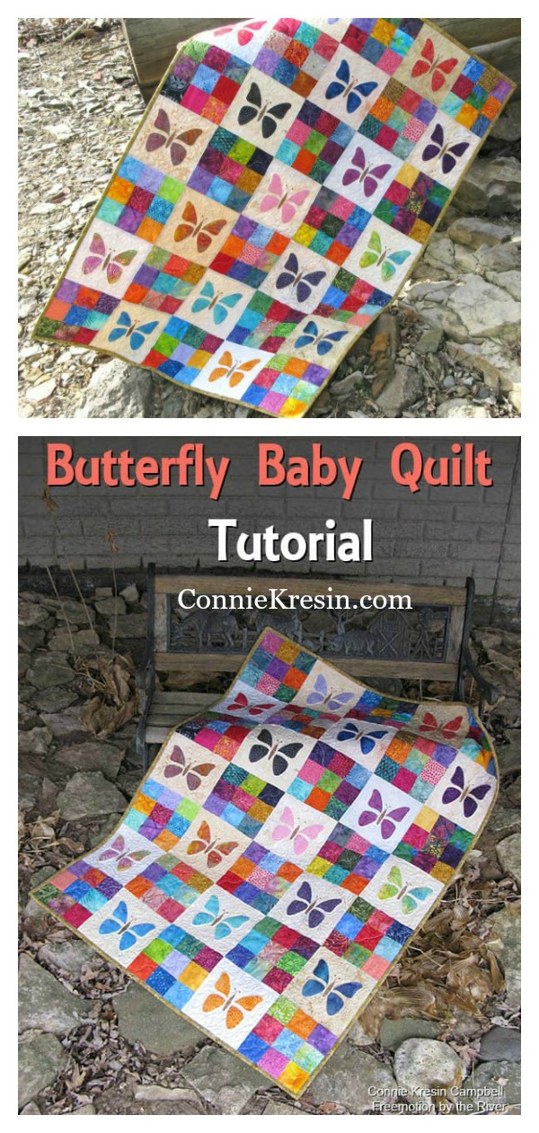 Scrappy Butterfly Baby Quilt Free Sewing Pattern