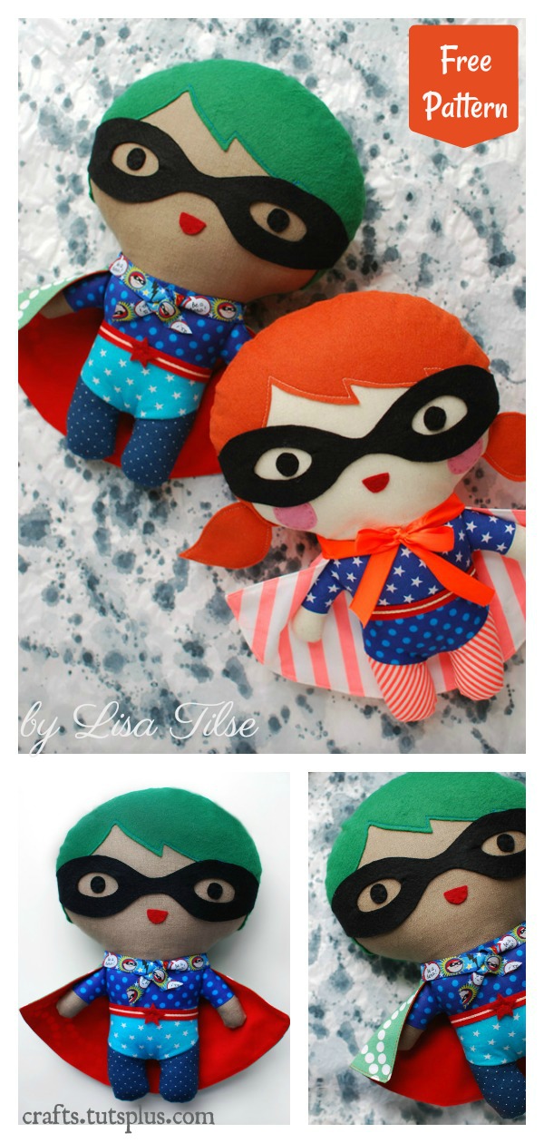 Superhero Soft Toy Free Sewing Pattern and Template