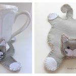 Cat Hug Mug Coaster Free Sewing Pattern and Template