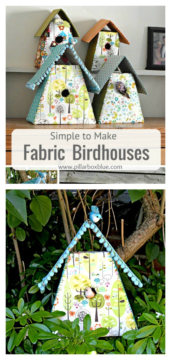 Fabric Birdhouses Free Sewing Pattern with Template